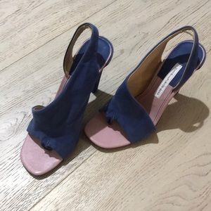 suede DVF sling back heels